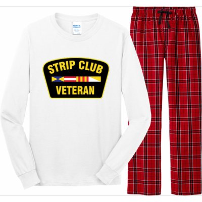 Strip Club Veteran Funny Joke Club Badge Emblem Humor Graphic Long Sleeve Pajama Set