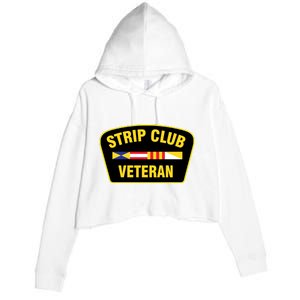 Strip Club Veteran Funny Joke Club Badge Emblem Humor Graphic Crop Fleece Hoodie