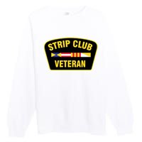 Strip Club Veteran Funny Joke Club Badge Emblem Humor Graphic Premium Crewneck Sweatshirt