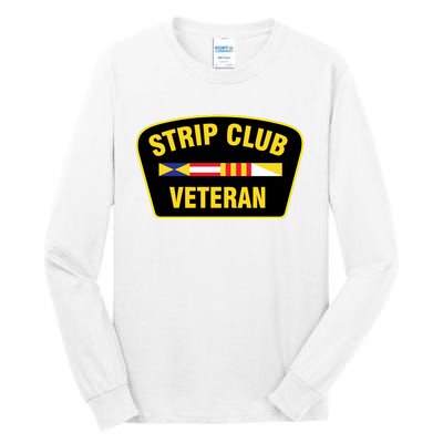 Strip Club Veteran Funny Joke Club Badge Emblem Humor Graphic Tall Long Sleeve T-Shirt