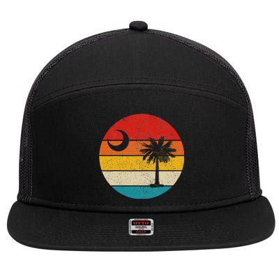 South Carolina Vintage State Flag Palmetto Moon SC Pride 7 Panel Mesh Trucker Snapback Hat