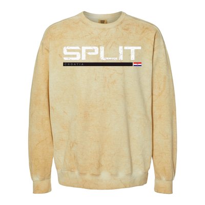 Split Croatia Vintage Retro Colorblast Crewneck Sweatshirt