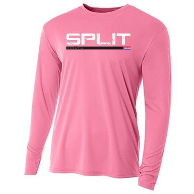 Split Croatia Vintage Retro Cooling Performance Long Sleeve Crew