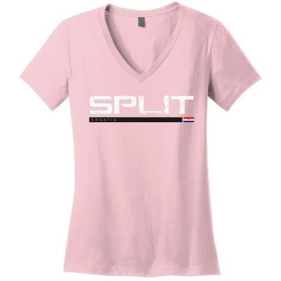 Split Croatia Vintage Retro Women's V-Neck T-Shirt