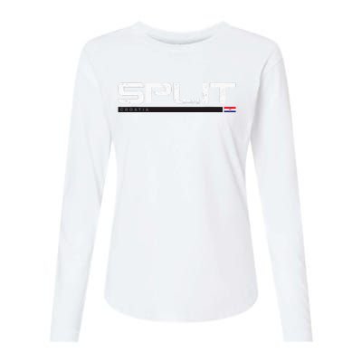 Split Croatia Vintage Retro Womens Cotton Relaxed Long Sleeve T-Shirt