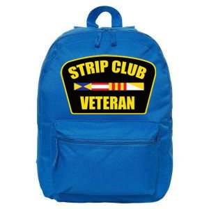 Strip Club Veteran Funny Joke Club Badge Emblem Humor Graphic 16 in Basic Backpack