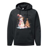 Snowman Christmas Vibes Cute Xmas Tree Winter Wonderland Tank Top Performance Fleece Hoodie