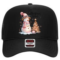 Snowman Christmas Vibes Cute Xmas Tree Winter Wonderland Tank Top High Crown Mesh Back Trucker Hat