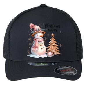 Snowman Christmas Vibes Cute Xmas Tree Winter Wonderland Tank Top Flexfit Unipanel Trucker Cap