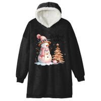 Snowman Christmas Vibes Cute Xmas Tree Winter Wonderland Tank Top Hooded Wearable Blanket