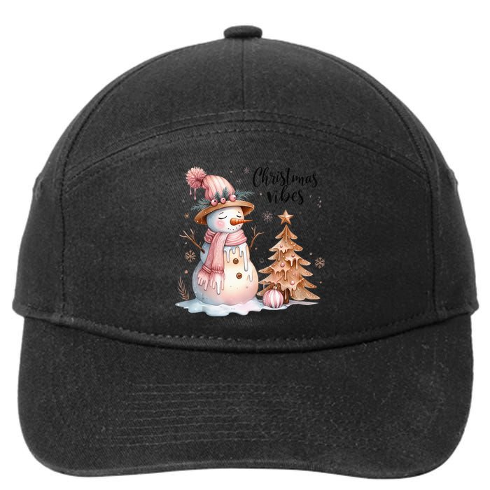 Snowman Christmas Vibes Cute Xmas Tree Winter Wonderland Tank Top 7-Panel Snapback Hat