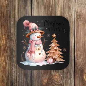 Snowman Christmas Vibes Cute Xmas Tree Winter Wonderland Tank Top Coaster