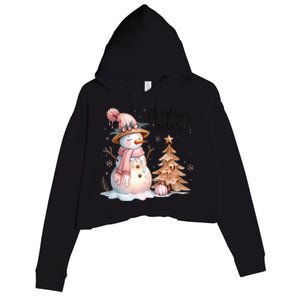 Snowman Christmas Vibes Cute Xmas Tree Winter Wonderland Tank Top Crop Fleece Hoodie