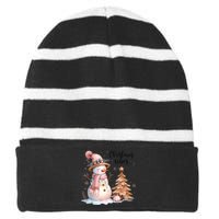 Snowman Christmas Vibes Cute Xmas Tree Winter Wonderland Tank Top Striped Beanie with Solid Band