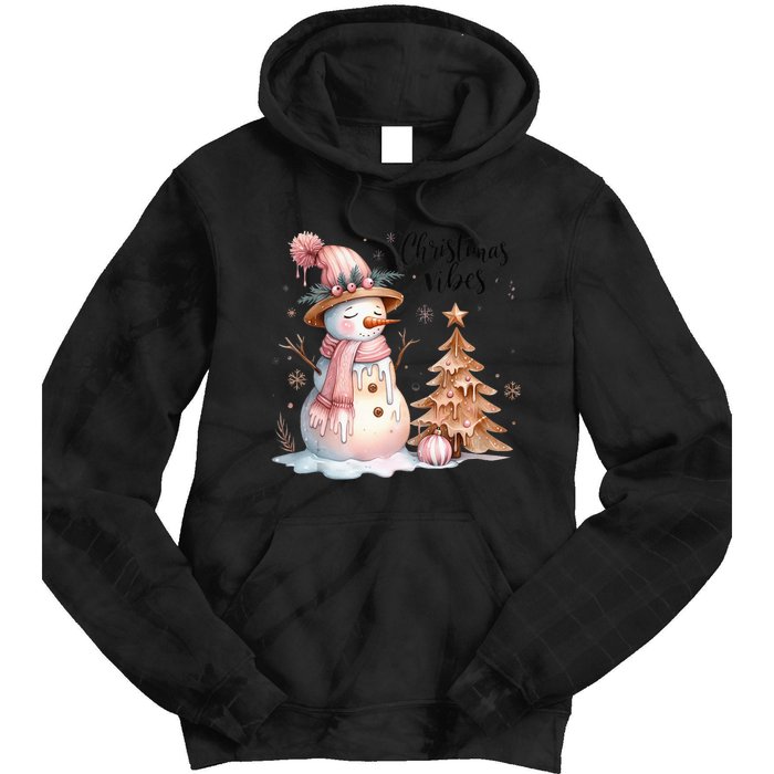 Snowman Christmas Vibes Cute Xmas Tree Winter Wonderland Tank Top Tie Dye Hoodie