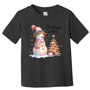 Snowman Christmas Vibes Cute Xmas Tree Winter Wonderland Tank Top Toddler T-Shirt