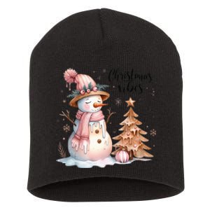 Snowman Christmas Vibes Cute Xmas Tree Winter Wonderland Tank Top Short Acrylic Beanie