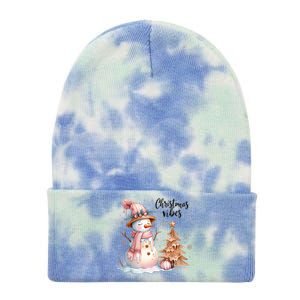 Snowman Christmas Vibes Cute Xmas Tree Winter Wonderland Tank Top Tie Dye 12in Knit Beanie