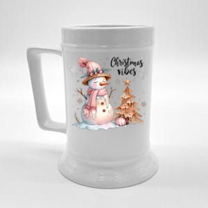 Snowman Christmas Vibes Cute Xmas Tree Winter Wonderland Tank Top Beer Stein