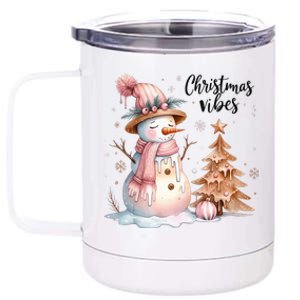 Snowman Christmas Vibes Cute Xmas Tree Winter Wonderland Tank Top 12 oz Stainless Steel Tumbler Cup