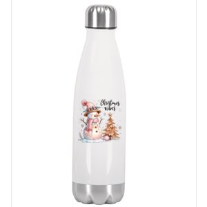 Snowman Christmas Vibes Cute Xmas Tree Winter Wonderland Tank Top Stainless Steel Insulated Water Bottle