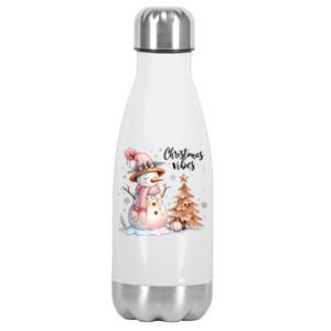 Snowman Christmas Vibes Cute Xmas Tree Winter Wonderland Tank Top Stainless Steel Insulated Water Bottle