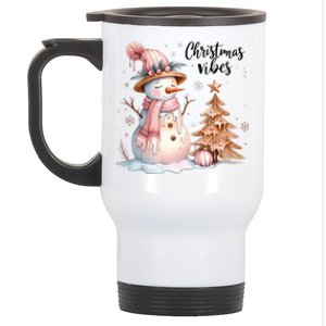 Snowman Christmas Vibes Cute Xmas Tree Winter Wonderland Tank Top Stainless Steel Travel Mug