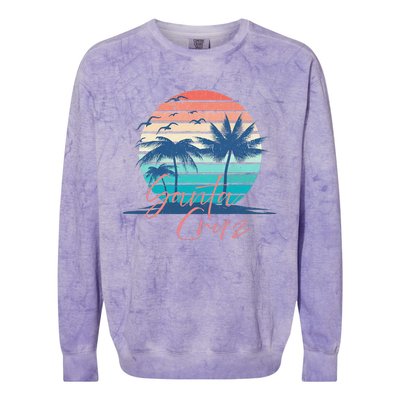 Santa Cruz Vintage Summer Vibes Beach Sunset Retro Palm Tree Colorblast Crewneck Sweatshirt