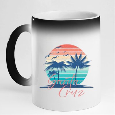 Santa Cruz Vintage Summer Vibes Beach Sunset Retro Palm Tree 11oz Black Color Changing Mug