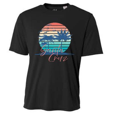 Santa Cruz Vintage Summer Vibes Beach Sunset Retro Palm Tree Cooling Performance Crew T-Shirt