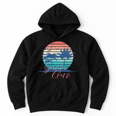 Santa Cruz Vintage Summer Vibes Beach Sunset Retro Palm Tree Hoodie