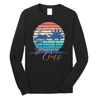 Santa Cruz Vintage Summer Vibes Beach Sunset Retro Palm Tree Long Sleeve Shirt