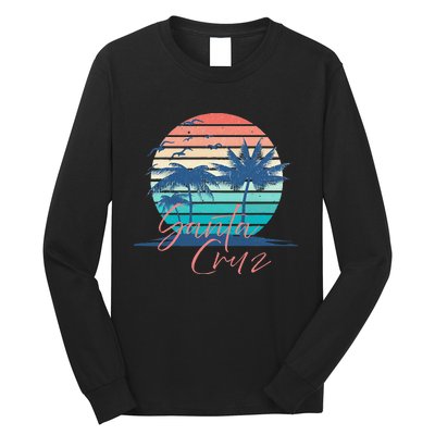 Santa Cruz Vintage Summer Vibes Beach Sunset Retro Palm Tree Long Sleeve Shirt