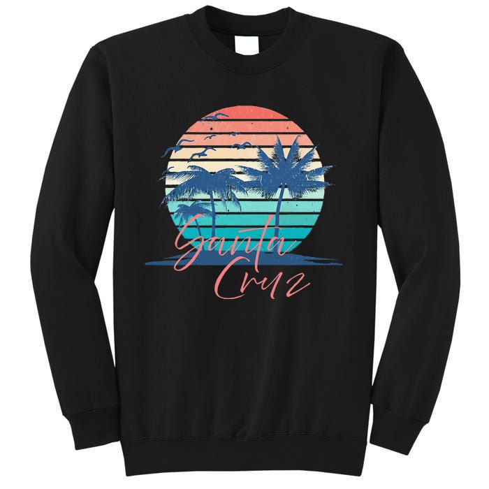 Santa Cruz Vintage Summer Vibes Beach Sunset Retro Palm Tree Sweatshirt