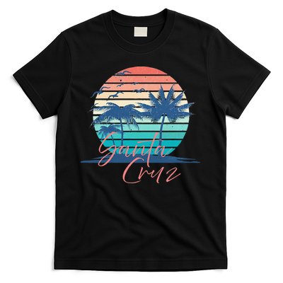 Santa Cruz Vintage Summer Vibes Beach Sunset Retro Palm Tree T-Shirt