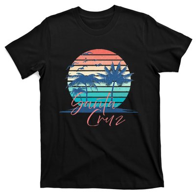 Santa Cruz Vintage Summer Vibes Beach Sunset Retro Palm Tree T-Shirt