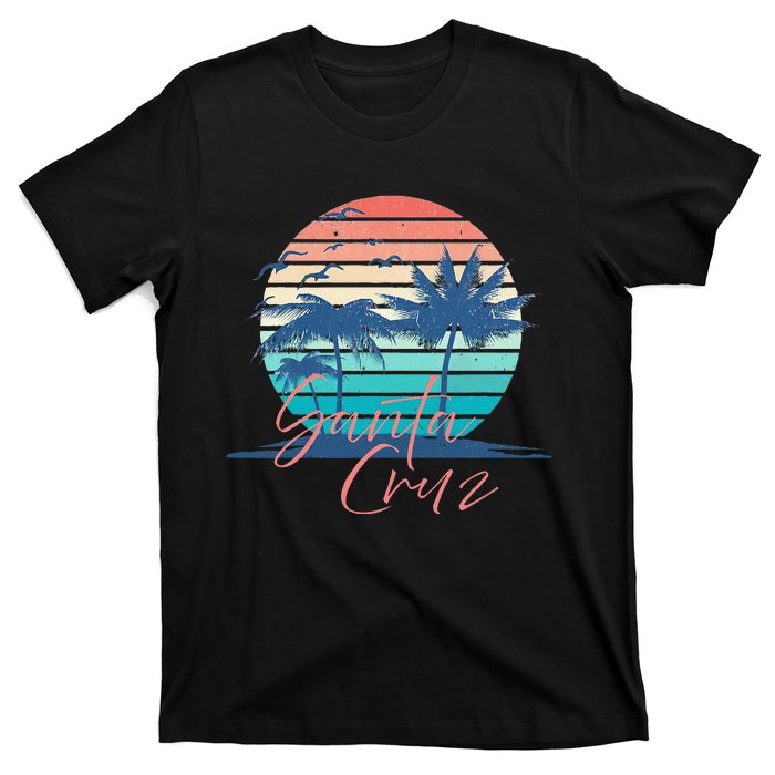 Santa Cruz Vintage Summer Vibes Beach Sunset Retro Palm Tree T-Shirt