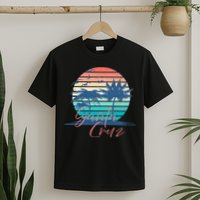 Santa Cruz Vintage Summer Vibes Beach Sunset Retro Palm Tree T-Shirt