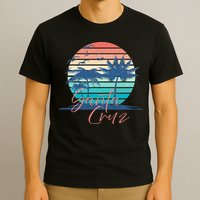 Santa Cruz Vintage Summer Vibes Beach Sunset Retro Palm Tree T-Shirt
