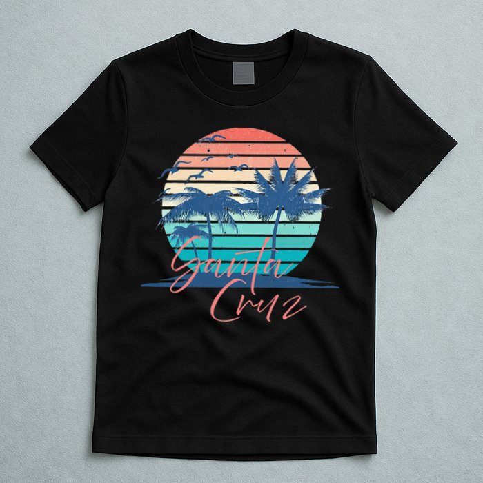 Santa Cruz Vintage Summer Vibes Beach Sunset Retro Palm Tree T-Shirt