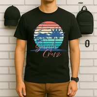 Santa Cruz Vintage Summer Vibes Beach Sunset Retro Palm Tree T-Shirt