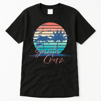 Santa Cruz Vintage Summer Vibes Beach Sunset Retro Palm Tree Tall T-Shirt