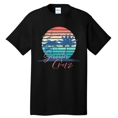 Santa Cruz Vintage Summer Vibes Beach Sunset Retro Palm Tree Tall T-Shirt