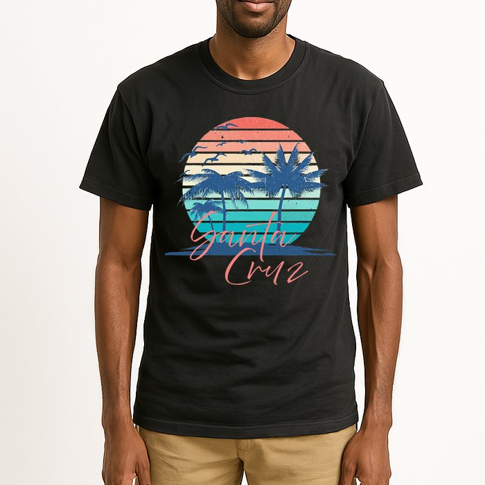 Santa Cruz Vintage Summer Vibes Beach Sunset Retro Palm Tree Tall T-Shirt