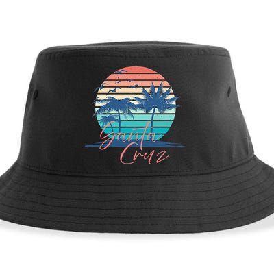 Santa Cruz Vintage Summer Vibes Beach Sunset Retro Palm Tree Sustainable Bucket Hat