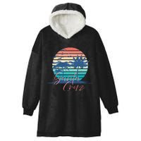 Santa Cruz Vintage Summer Vibes Beach Sunset Retro Palm Tree Hooded Wearable Blanket