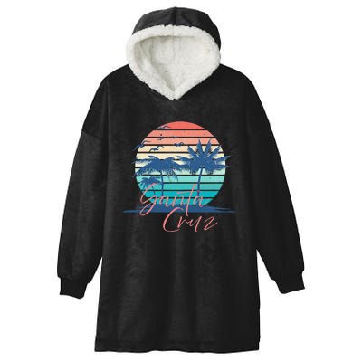 Santa Cruz Vintage Summer Vibes Beach Sunset Retro Palm Tree Hooded Wearable Blanket