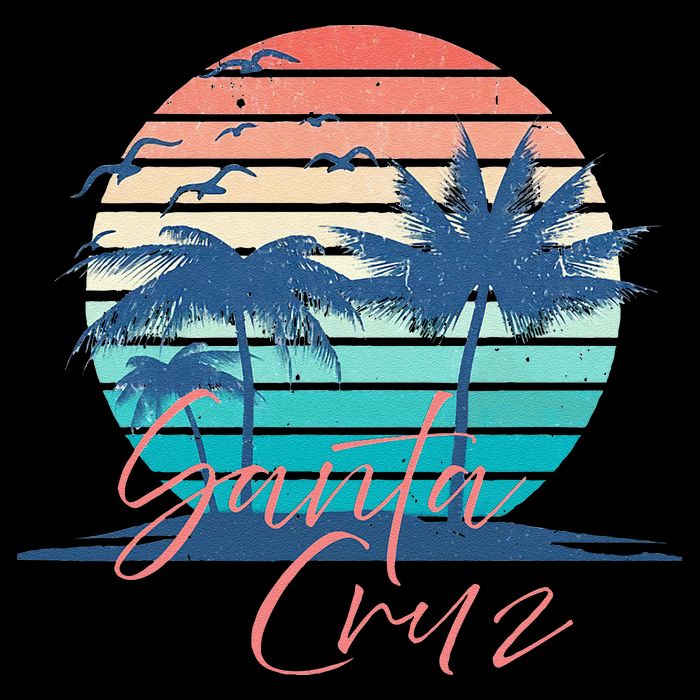 Santa Cruz Vintage Summer Vibes Beach Sunset Retro Palm Tree Bucket Hat