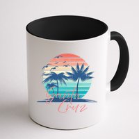 Santa Cruz Vintage Summer Vibes Beach Sunset Retro Palm Tree Mug