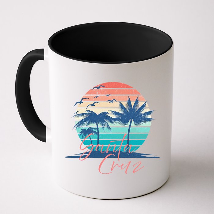 Santa Cruz Vintage Summer Vibes Beach Sunset Retro Palm Tree Mug